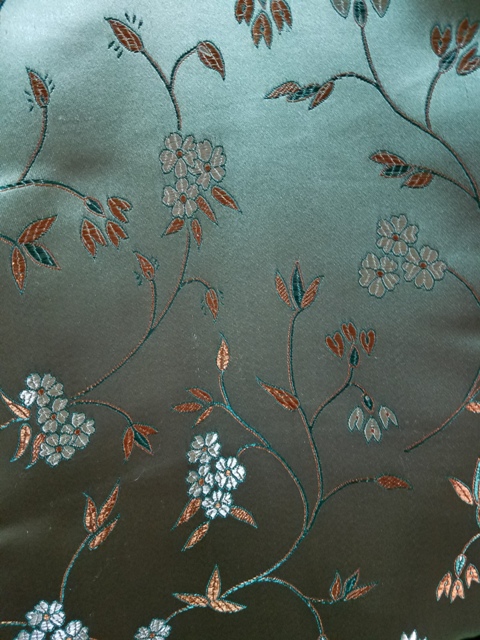 Green Satin With Flower Brocade santa claus material