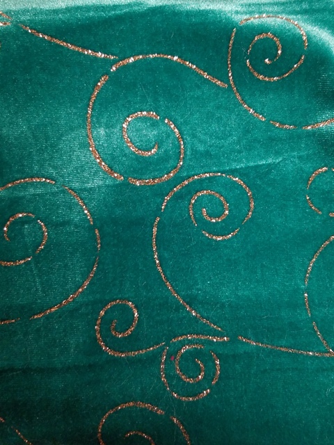 Green Velvet With Gold Swirl Santa Claus Material