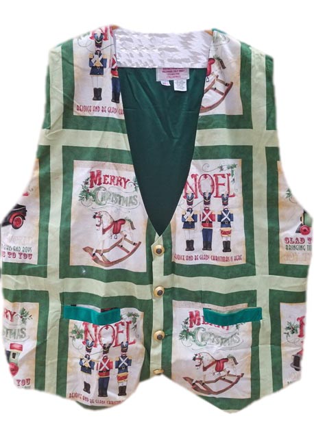santa claus vest reindeer and nutcrackers