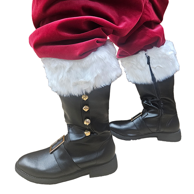 santa-claus-accessories-boots-with-attached-fur-bells-buckles-side